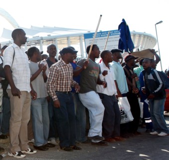 Grève des ouvriers sur le chantier du stade de Durban, Afrique du Sud