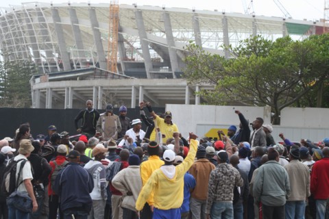 Grève des ouvriers sur le chantier du stade de Durban, Afrique du Sud