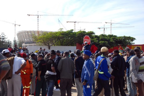 Grève des ouvriers sur le chantier du stade de Durban, Afrique du Sud
