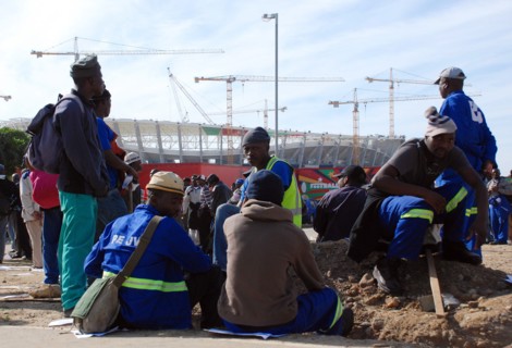 Grève des ouvriers sur le chantier du stade de Durban, Afrique du Sud