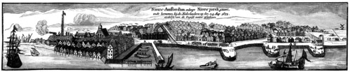 Dutch settlement of New Amsterdam, later to become New York, in 1673