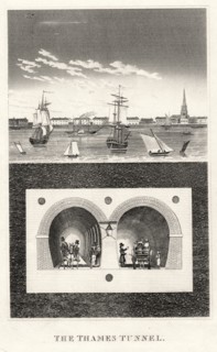 Cross- section showing position of M.I.Brunel's double arched masonry tunnel