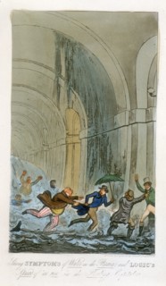 Tom, Jerry and Logic having a narrow escape as water breaks through during visit to the Thames Tunnel workings