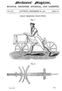 Baron von Drais's bicycle (Draisienne), 1818