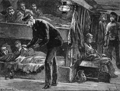 Ship bound for North America during the potato famine of the 1840s