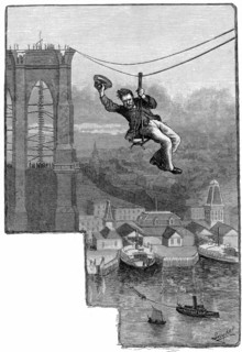Pont suspendu de Brooklyn, New York, Farrington, testant les câbles de la première passerelle