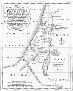 Carte de la Palestine indiquant les distances en miles romaines