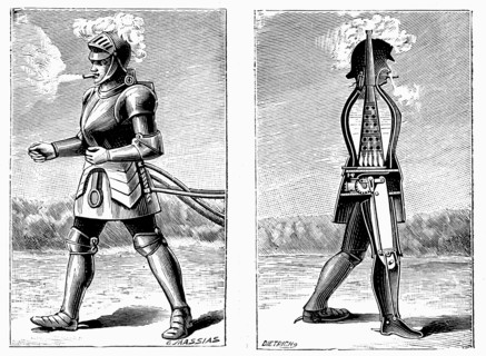 Gravure représentant l'homme à vapeur de Georges Moore, publié en 1893