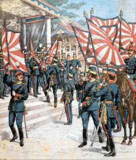 Russo-Japanese War 1904-1905, Emperor of Japan presenting colours to Japanese regiments