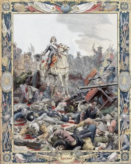 Lithographie représentant la Bataille de Rocroy, 19 mai 1643, célèbre bataille de la Guerre de Trente ans