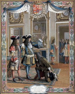 Louis XIV (1638-1715), nommant son petit fils, le duc d'Anjou, roi d'Espagne