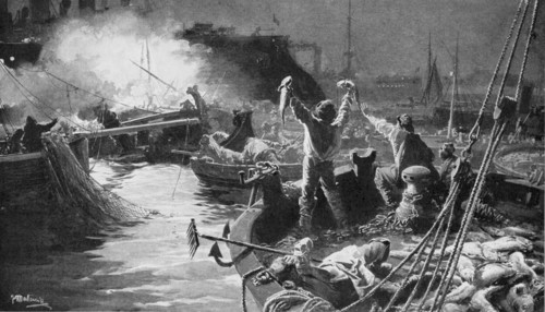 Russo-Japanese War 1904-5:  The Russian Baltic fleet bombarding English fishing boats