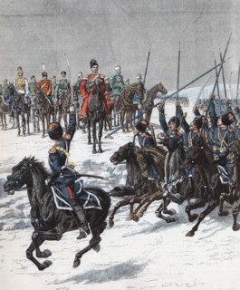 Russo-Japanese War 1904-1905, Tsar NIicholas  II reviewing Cossacks