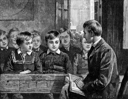 Gravure représentant une classe de garçon à l'Ecole du dimanche aux Etats-Unis