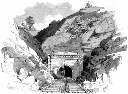 Baltimore and Ohio Railroad: Locomotive emerging from the 4100 ft Kingwood Tunnel through the Alleghany Mountains