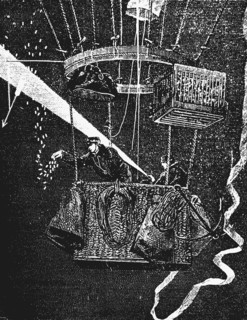 Le ballon "Ville d'Orleans" de nuit, apres avoir decolle de Gare du Nord le 24 novembre 1870