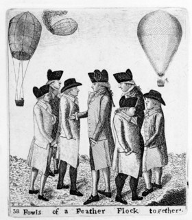 Groupe d'aeronautes le jour de l'ascension en ballon de Lunardi, le 5 octobre 1785 a Edimbourg