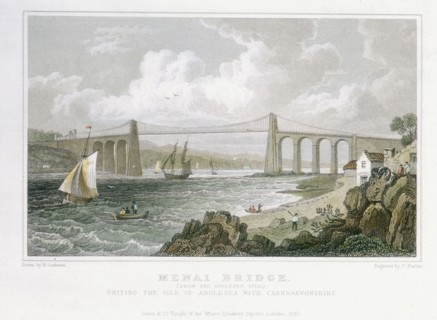 Thomas Telford's suspension bridge over Menai Straits, Wales, built 1820-1826