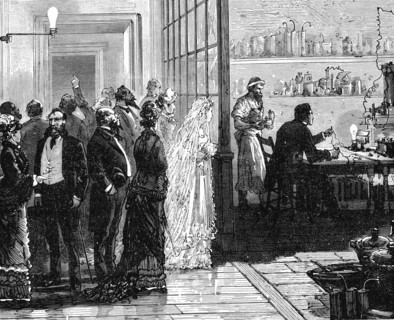 Thomas Alva Edison travaillant sur sa lampe electrique