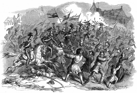 Revolution in Prussia, March 1848, Troops charging the crowds in Berlin