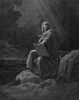 Gravure représentant Saint Jean à Patmos