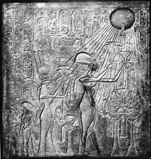 Akhenaten with Nefertiti and their two daughters