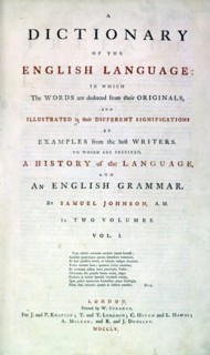 Page de garde du "Dictionnaire du Langage Humain" de Samuel Jackson Johnson