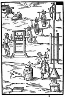 Laminoir et forge fonctionnant grâce aux gaz chauds provenant du fourneaux (M)