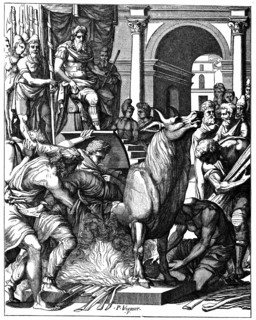 Phalaris tyran d'Agrigente, Sicile, vers 570 av. J.C,  'le taureau d'airain'
