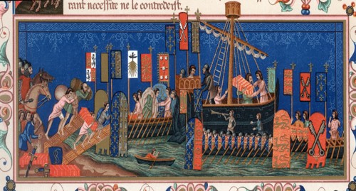 Crusaders embarking for the Holy Lane