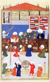 The astronomer Takiuddin at his observatory at Galata, 1581