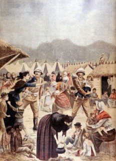 Boer War: Boer women and children in a British concentration camp in the Transvaal
