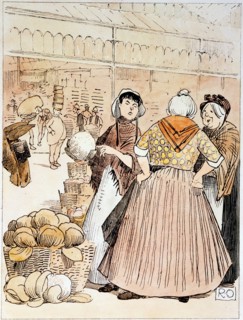 Market women discussing the merits of cauliflowers