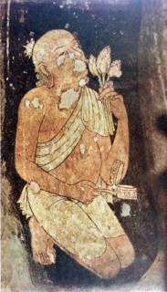 Painting of a Buddhist monk from the Ajanta cave temples