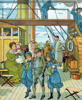 English family taking the air on deck