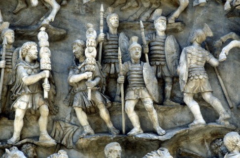 Roman soldiers taking part in Decursio
