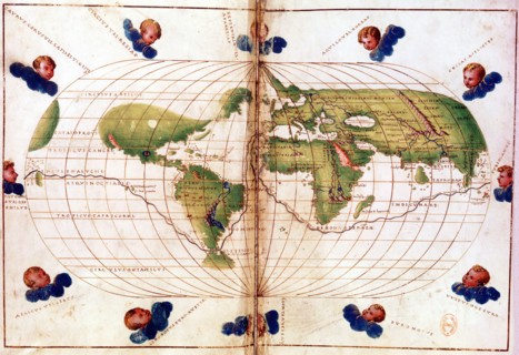 World map of route taken by Ferdinand Magellan