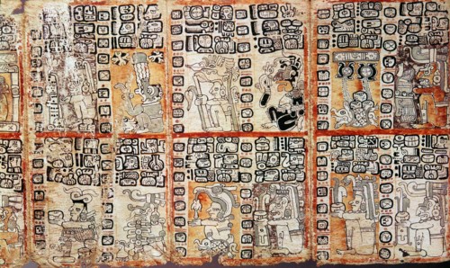 Section from the Mayan Troano Codex. Maya peoples of Central and South America