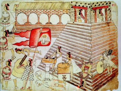 Aztec warriors defending the temple of Tenochtitlan