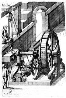 Raising slabs of stone using block-and-tackle