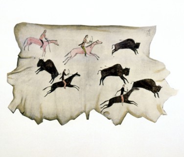 American Plains Indians on a Buffalo