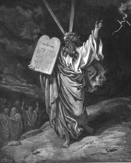 Moses descending from Mount Sinai with the tablets of the law