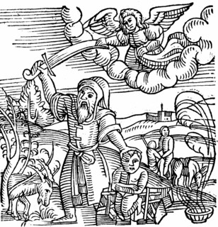 Isaac being saved from sacrifice by Abraham