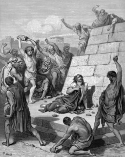 St Stephen, the first Christian martyr, found guilty of blasphemy by the Sanhedrin