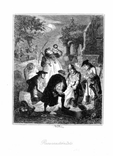 Resurrectionists or Body Snatchers raiding cemetery to provide a cadaver for dissection