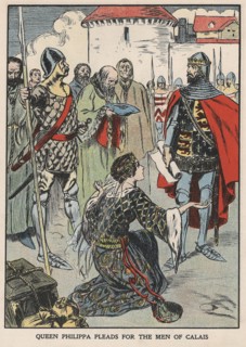 Queen Philippa pleading with her husband
