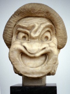 Carving of Ancient Greek theatrical mask - Comedy