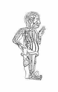 Acupuncture chart, 19th century woodcut