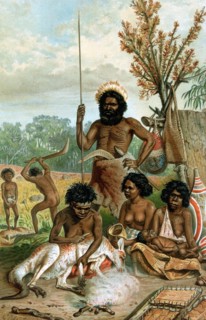 Family of New South Wales natives butchering a kangeroo
