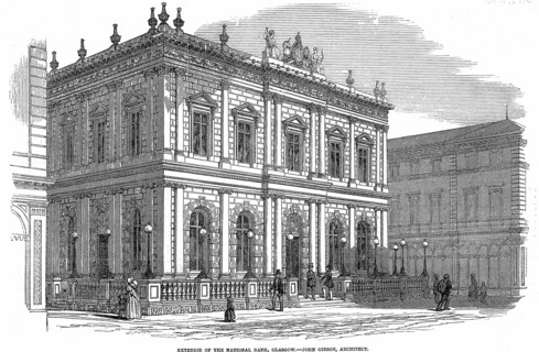 Exterior view of the National Bank, Glasgow, Scotland